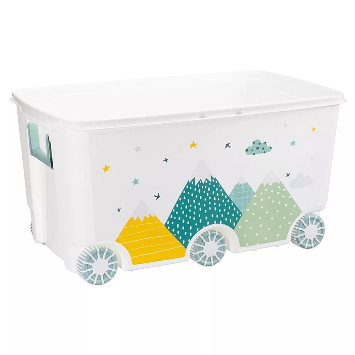Фото к товару Ящик для игрушек на колесах с декором "Горы" 685х395х385мм, 66,5л (Светло-голубой) Ящик для игрушек на колесах с декором "Горы" 685х395х385мм, 66,5л (Светло-голубой)
