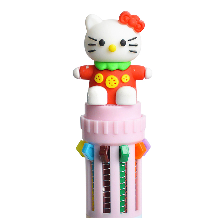 Ручка многоцветная 10 цветов шариковая "Кошечка"