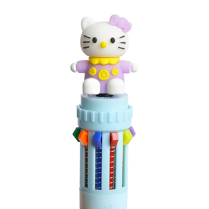 Ручка многоцветная 10 цветов шариковая "Кошечка"