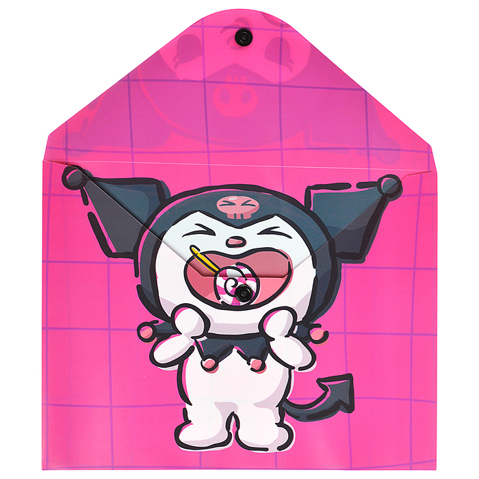 Папка-конверт на кнопке А5, пластик, "Куроми с леденцом" 180 мкм, двусторонняя печать