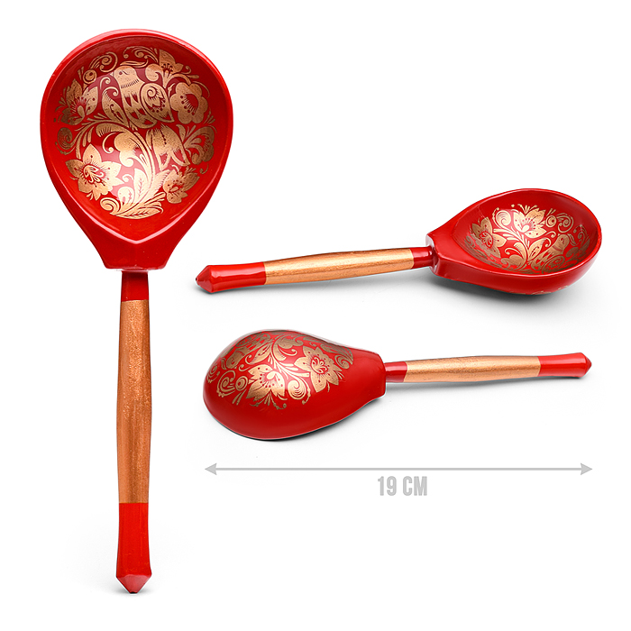 Ложка красная с орнаментом 