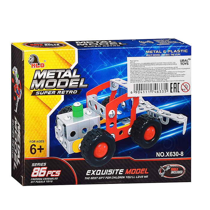 Конструктор X630-8 металлический "Сельхозтехника" (86 дет.) в коробке