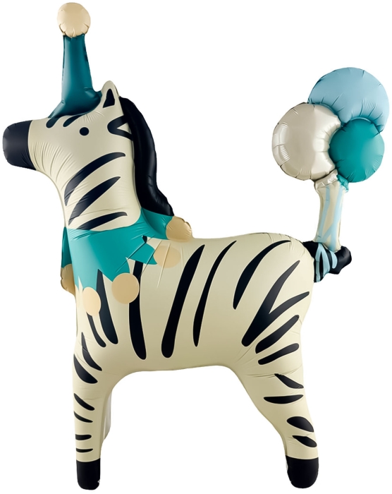 Шар 3D (43''/109 см) Фигура, Цирк, Зебра в колпачке, 1 шт. в уп.