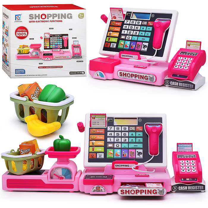 Игровой набор 818-391M "Касса со сканером" с аксессуарами, в коробке