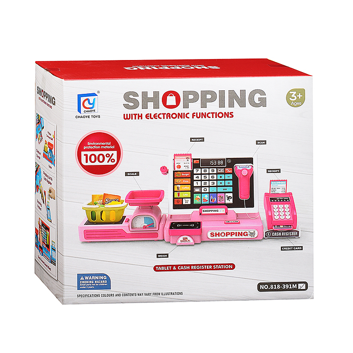Игровой набор 818-391M "Касса со сканером" с аксессуарами, в коробке