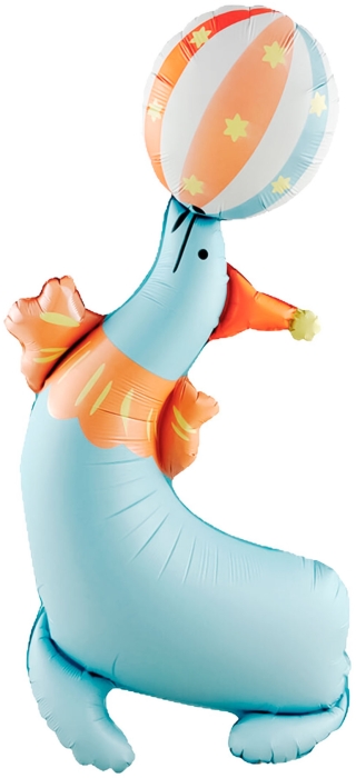 Шар 3D (43''/109 см) Фигура, Цирк, Веселый тюлень, 1 шт. в уп.