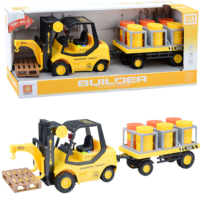 Машина WY690A-2 "Погрузчик" с прицепом, на батарейках, в коробке