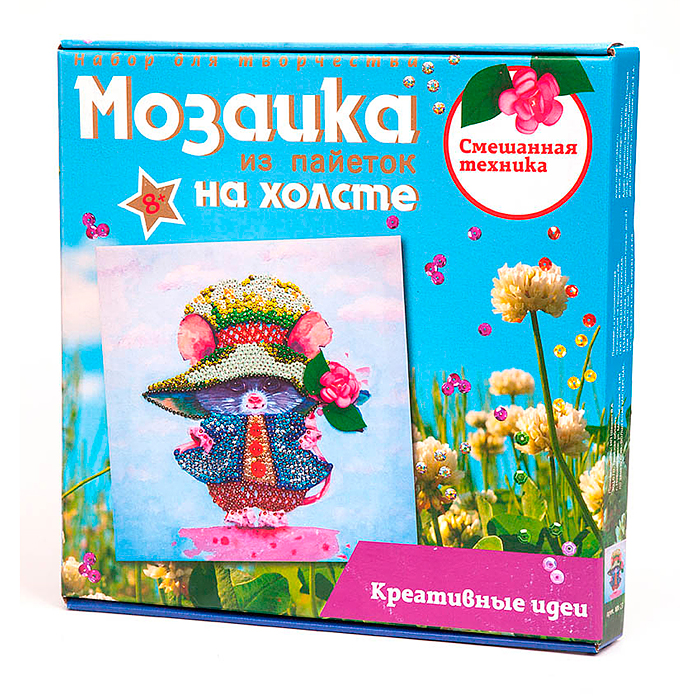 Мозаика из пайеток на холсте "Мышка" Мозаика из пайеток на холсте "Мышка"