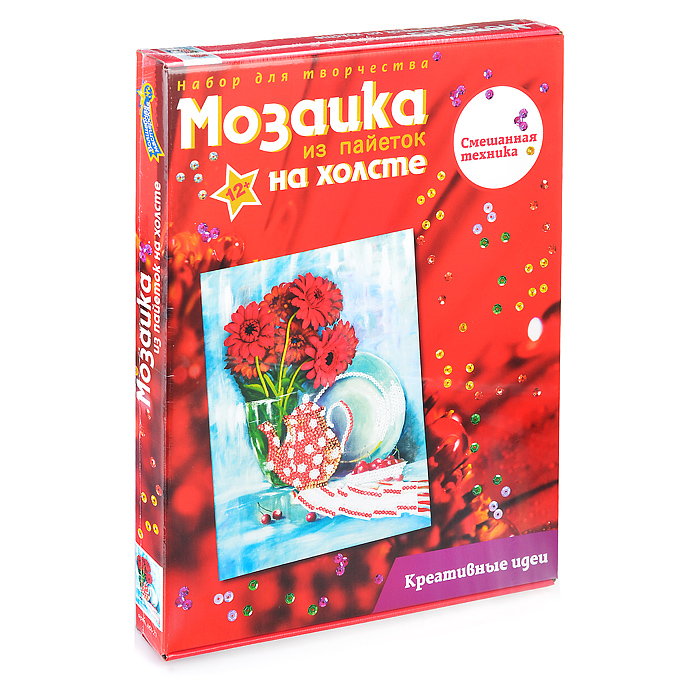 Мозаика из пайеток на холсте "Герберы" Мозаика из пайеток на холсте "Герберы"