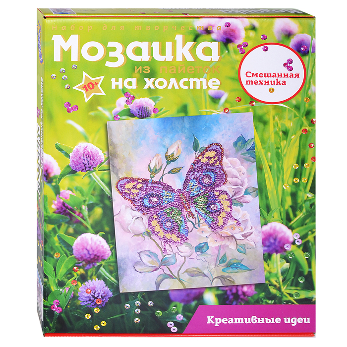 Мозаика из пайеток на холсте "Бабочка" Мозаика из пайеток на холсте "Бабочка"