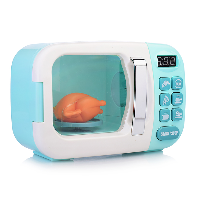 Фото к товару Бытовая техника A1005-6 "Микроволновая печь" на батарейках, с продуктами, бирюзовый, в коробке Бытовая техника A1005-6 "Микроволновая печь" на батарейках, с продуктами, бирюзовый, в коробке