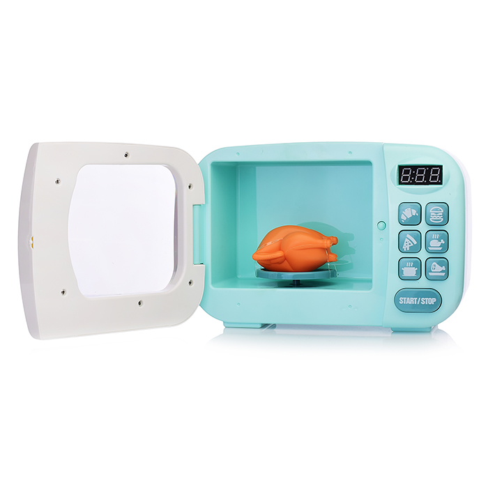 Фото к товару Бытовая техника A1005-6 "Микроволновая печь" на батарейках, с продуктами, бирюзовый, в коробке Бытовая техника A1005-6 "Микроволновая печь" на батарейках, с продуктами, бирюзовый, в коробке