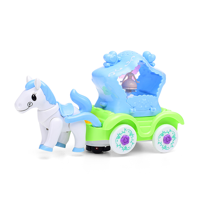 Фото к товару Лошадка HD9028 с каретой, на батарейках, в коробке Лошадка HD9028 с каретой, на батарейках, в коробке