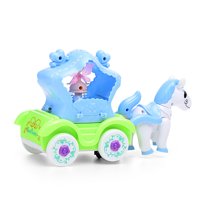 Фото к товару Лошадка HD9028 с каретой, на батарейках, в коробке Лошадка HD9028 с каретой, на батарейках, в коробке