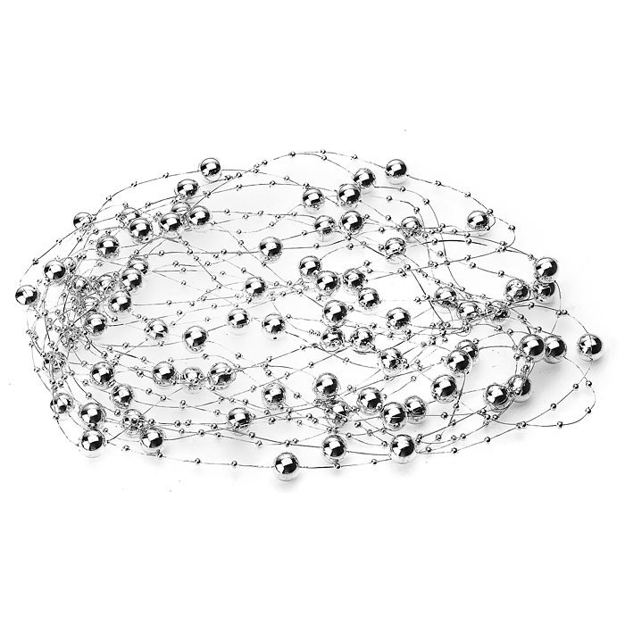 Новогоднее украшение S1879 "Бусы" серебряные, 2м