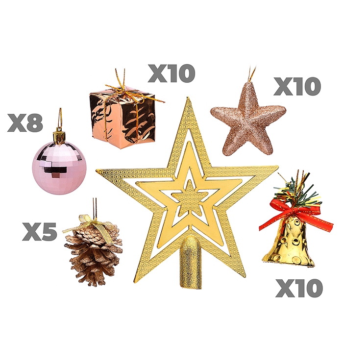 Набор новогодних украшений S1616 "Новогодний шарм" (5см.* 44шт.)