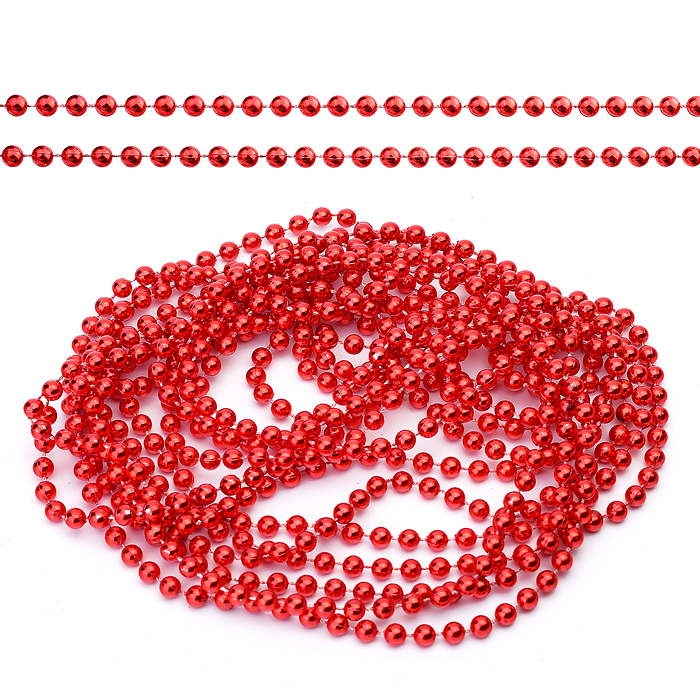 Новогоднее украшение S1858 "Бусы" красные, 5м, в пакете