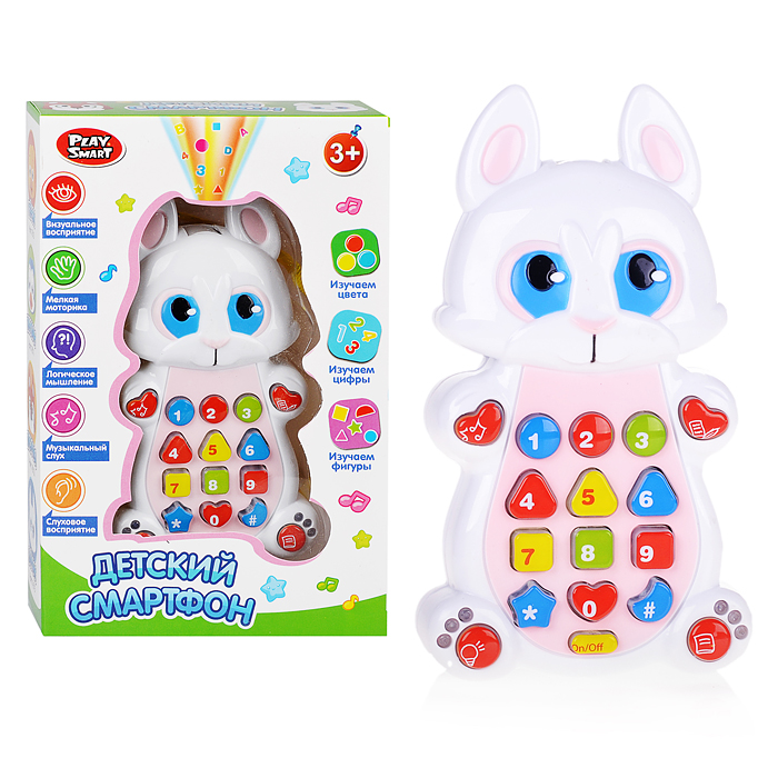 Телефон 7613 "Зайчик" на батарейках, в коробке Телефон 7613 "Зайчик" на батарейках, в коробке