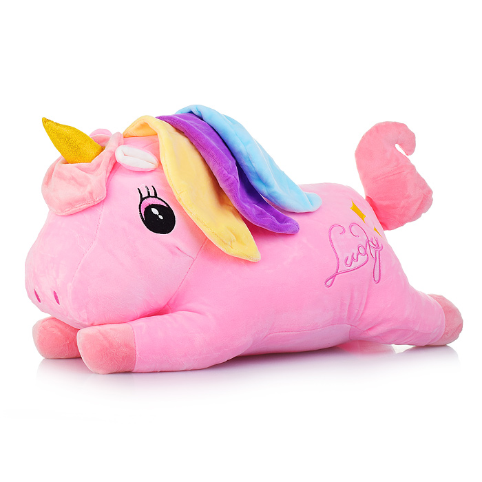 Мягкая игрушка M0742 "Лошадка-единорог" 60см, с пледом