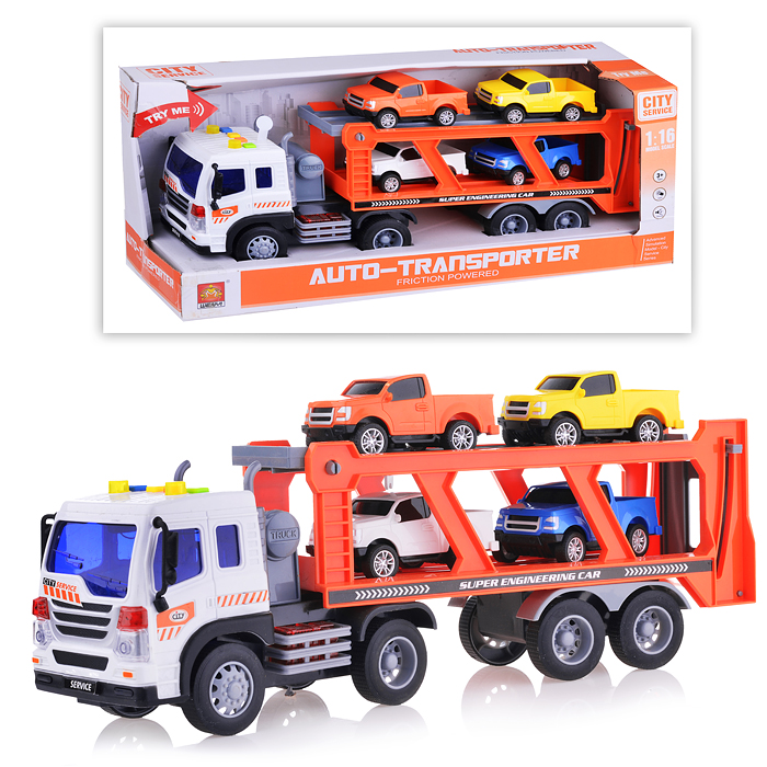 Машина WY572A "Автовоз" 4 машины 1:16 (свет, звук) в коробке