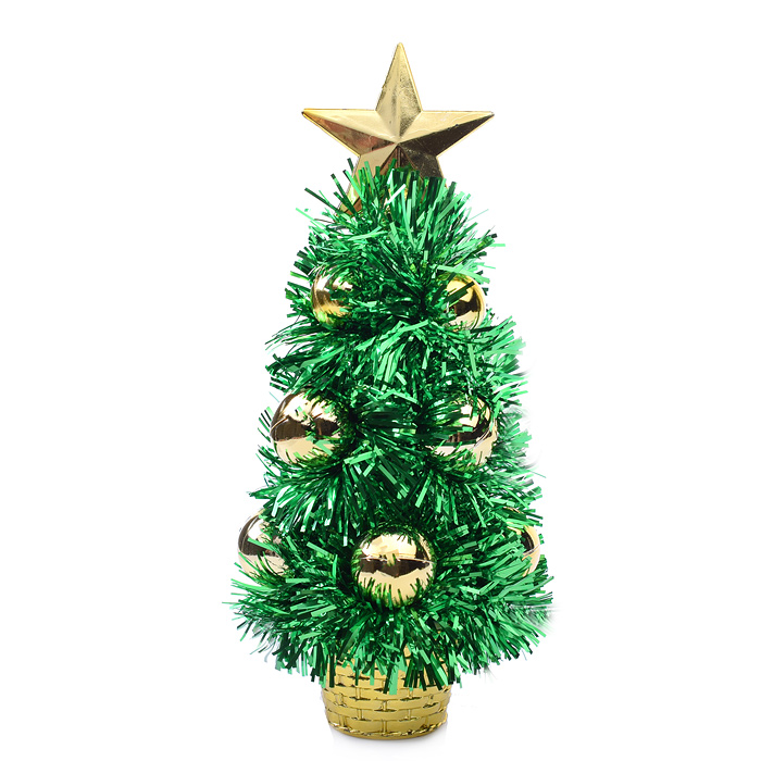 Елочка сувенирная S1947 зеленая, с золотыми шариками, 20см