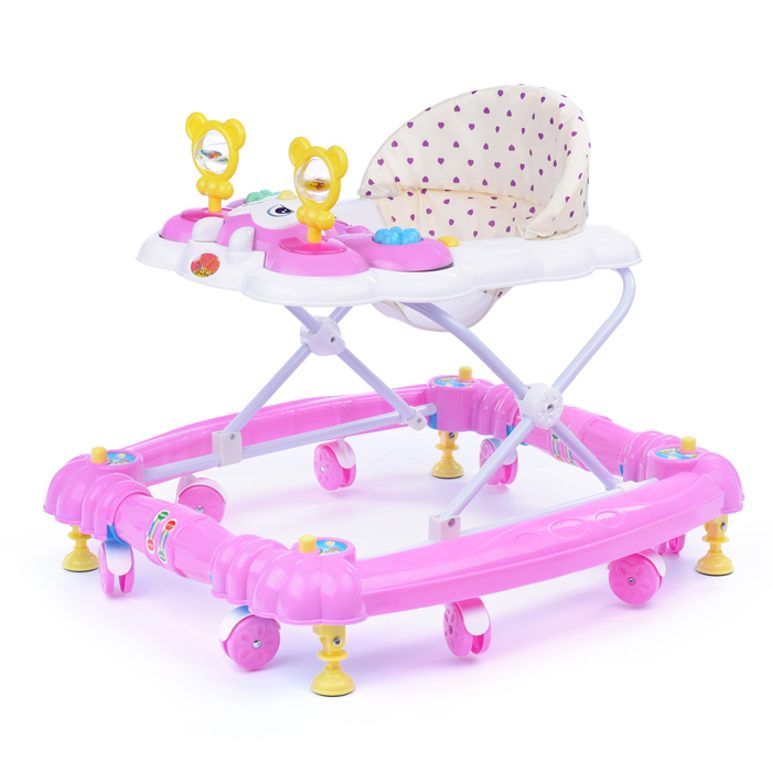 Ходунки 1611B-1 "Забавная мордашка" бело/розовые, в пакете