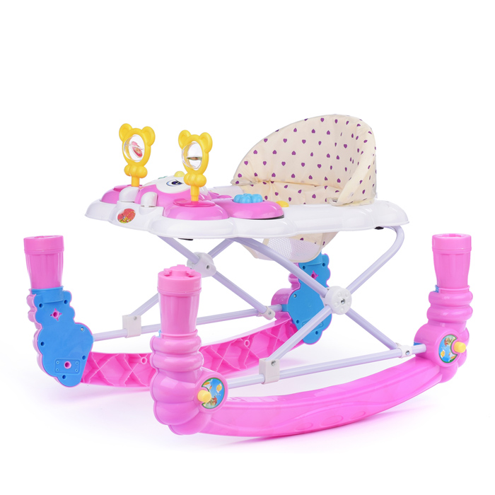 Ходунки 1611B-1 "Забавная мордашка" бело/розовые, в пакете