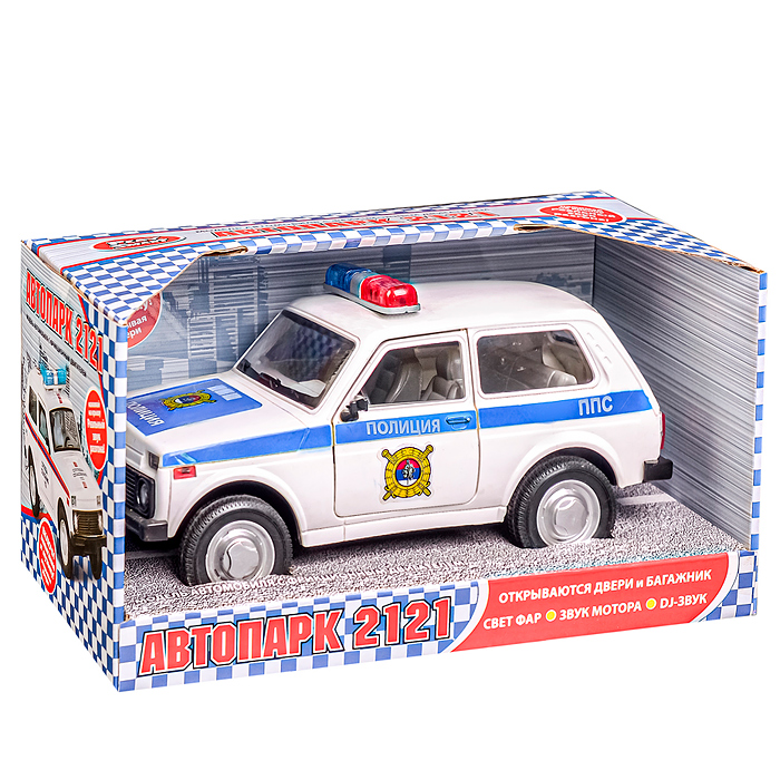 Машина 9078-F "Автопарк. Полиция" на батарейках, в коробке