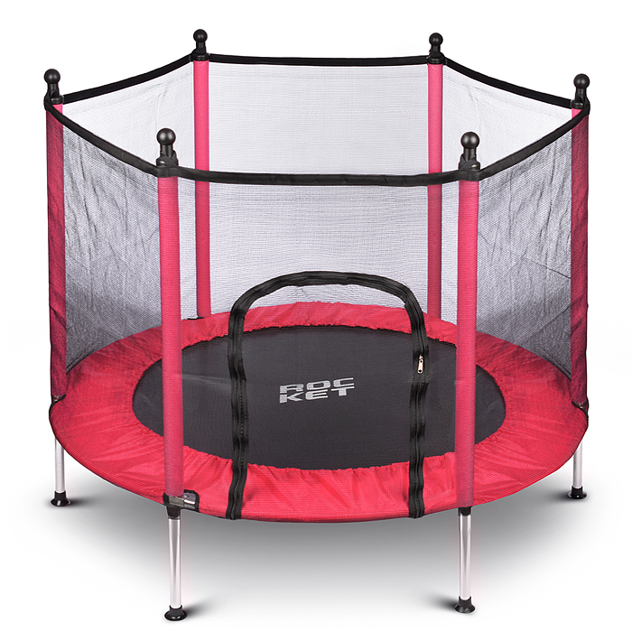 Фото к товару Батут ROCKET, d=140, внешняя сетка высотой 88 см., общая высота 122 см. розовый Батут ROCKET, d=140, внешняя сетка высотой 88 см., общая высота 122 см. розовый