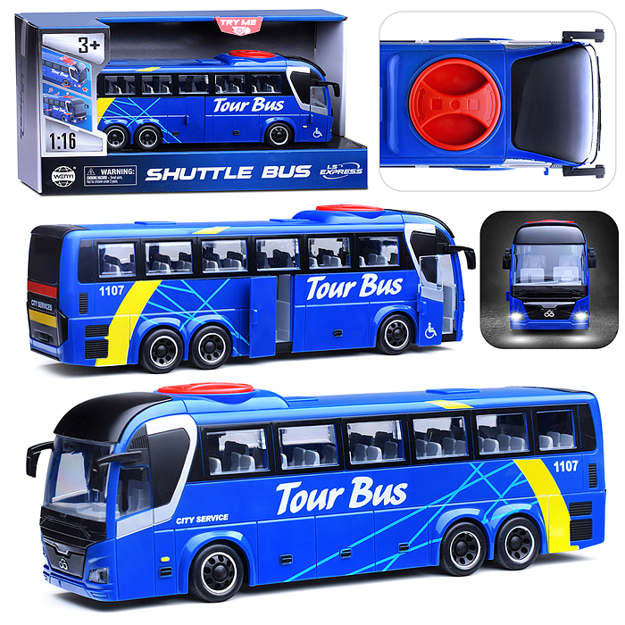 Автобус WY1107A "Туристический" 1:16 ( свет, звук) в коробке