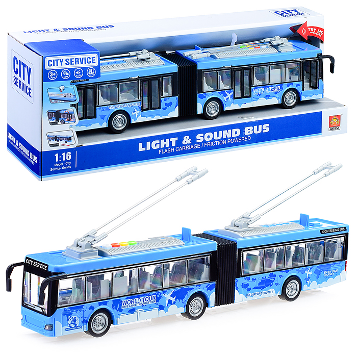 Троллейбус WY915B "Городской" 1:16 (свет, звук) в коробке