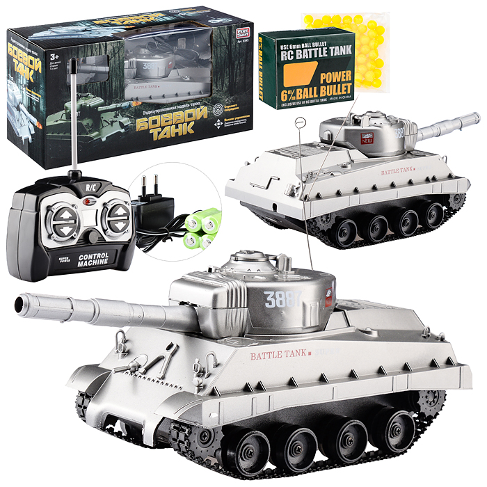 Боевой танк 9343 р/у, на аккумуляторных батарейках, з/у, с пульками, в коробке Боевой танк 9343 р/у, на аккумуляторных батарейках, з/у, с пульками, в коробке