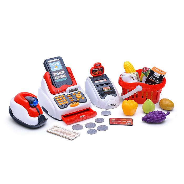 Фото к товару Игровой набор 668-119 "Касса" (с набором продуктов) в коробке Игровой набор 668-119 "Касса" (с набором продуктов) в коробке