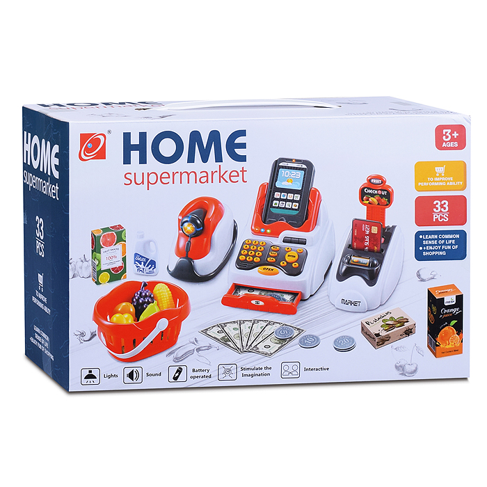 Фото к товару Игровой набор 668-119 "Касса" (с набором продуктов) в коробке Игровой набор 668-119 "Касса" (с набором продуктов) в коробке