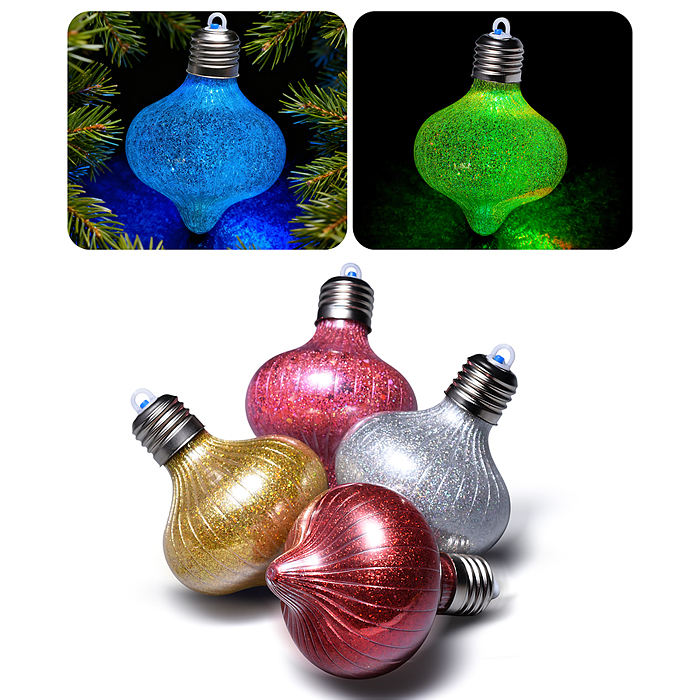 Набор новогодних украшений S2701 "Блестящий фонарик" (4шт х 10см)