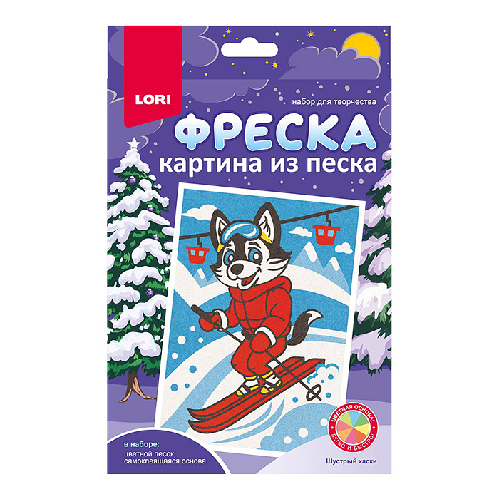 Фреска. Картина из песка "Шустрый хаски" Фреска. Картина из песка "Шустрый хаски"