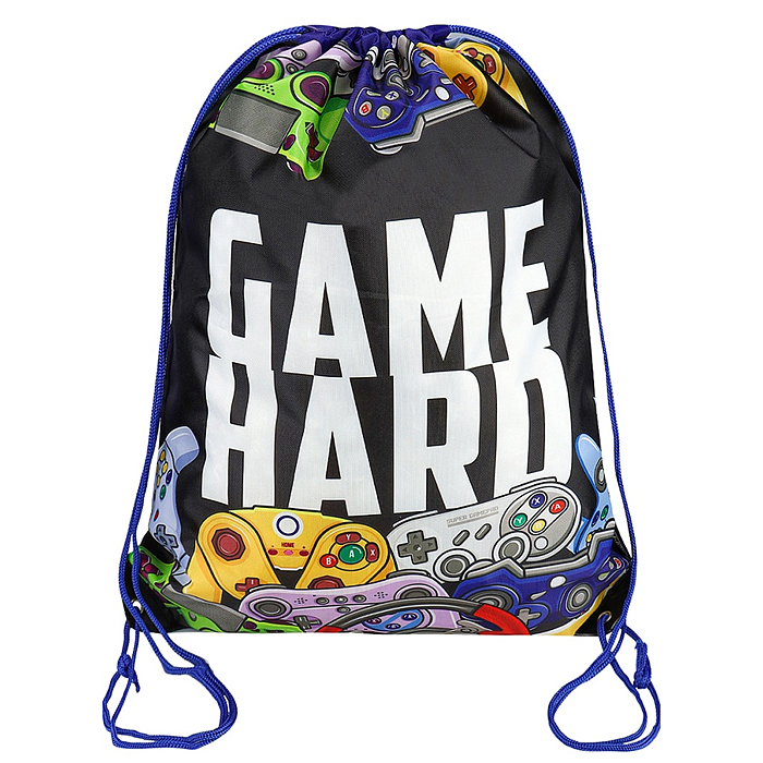 Мешок для сменной обуви, 1 отделение, "Атрибуты геймеров -1"  уплотненный, двойной шнурок