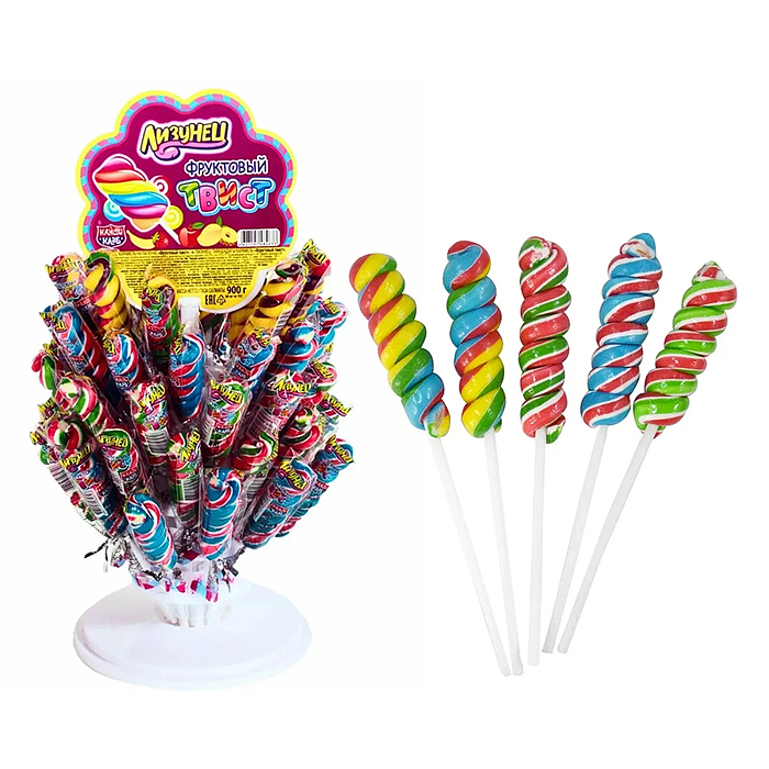 Карамель на палочке "Лизунец Фруктовый твист" 15гр*60шт Карамель на палочке "Лизунец Фруктовый твист" 15гр*60шт