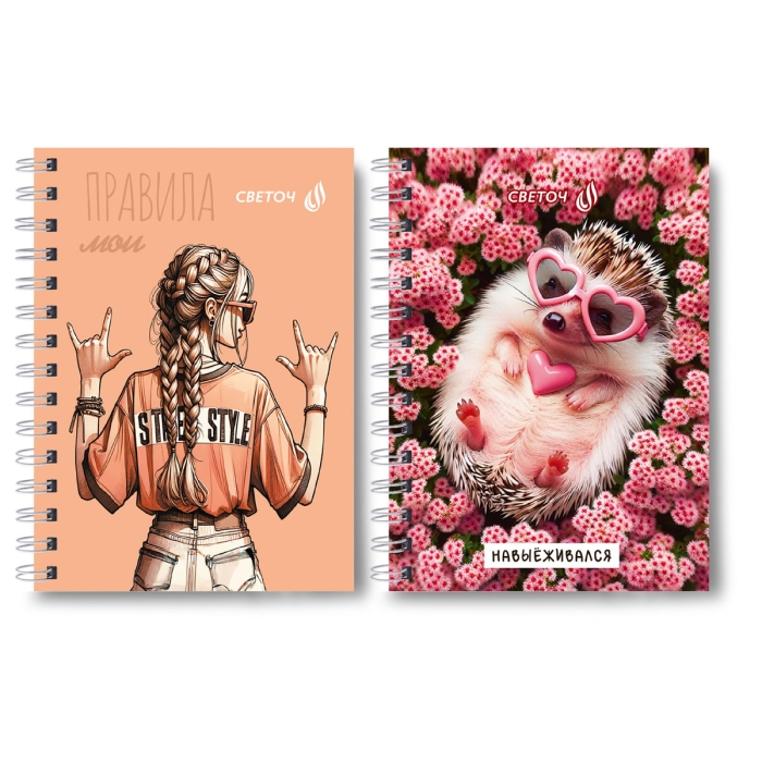 Записная книжка A6 120л. клетка "Мои правила" на гребне Записная книжка A6 120л. клетка "Мои правила" на гребне