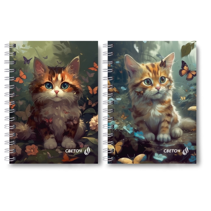 Записная книжка A6 120л. клетка "Муркоша" на гребне Записная книжка A6 120л. клетка "Муркоша" на гребне