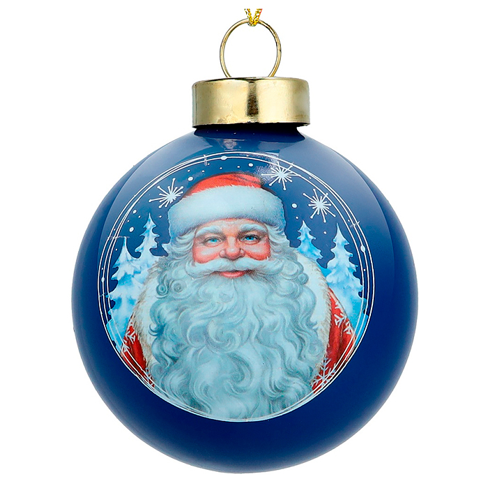 Новогоднее украшение. Елочный стеклянный шар "Зимний дедушка" 6см Новогоднее украшение. Елочный стеклянный шар "Зимний дедушка" 6см