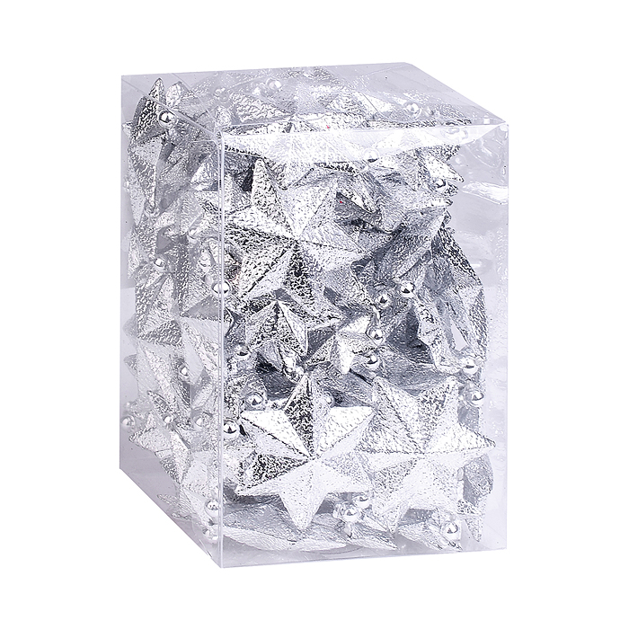 Фото к товару Бусы новогодние S2639 "Серебряные звёзды" (4м) Бусы новогодние S2639 "Серебряные звёзды" (4м)