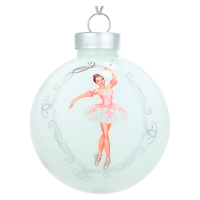 Новогоднее украшение. Елочный стеклянный шар "Балерина в танце"6см 