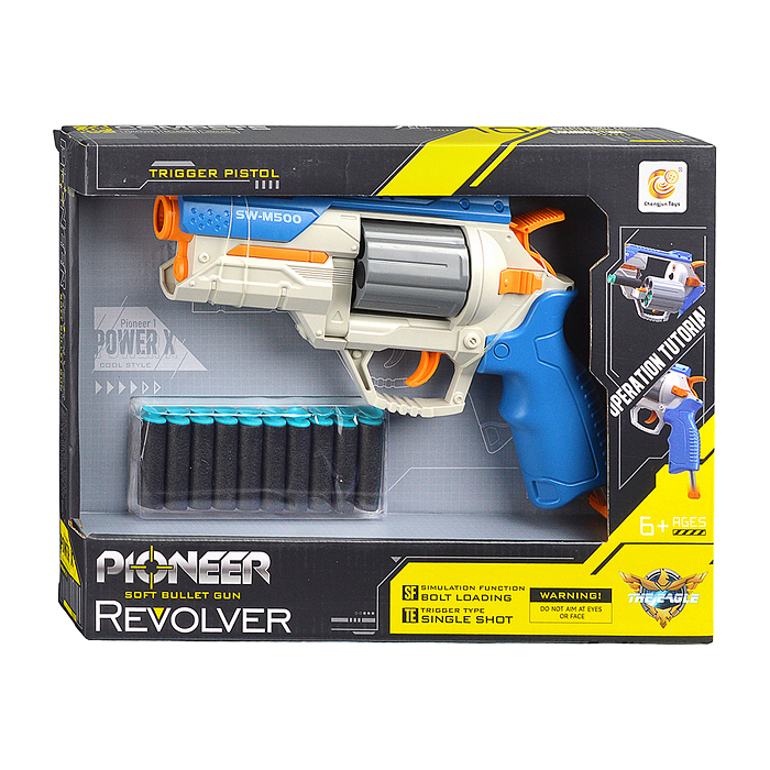 Фото к товару Пистолет 818A "Револьвер" с мягкими пулями, в коробке Пистолет 818A "Револьвер" с мягкими пулями, в коробке