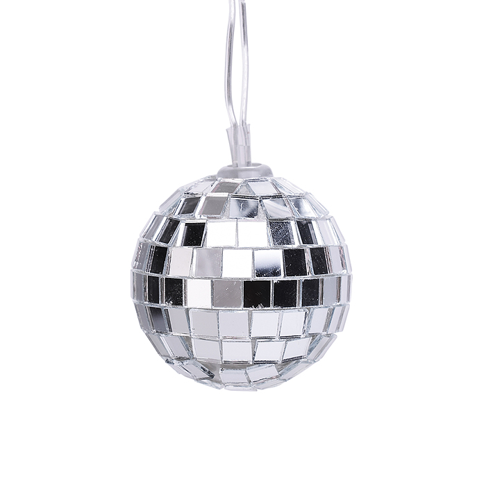 Фото к товару Электрогирлянда Зеркальный шар, 2м, 10 ламп*4см Электрогирлянда Зеркальный шар, 2м, 10 ламп*4см