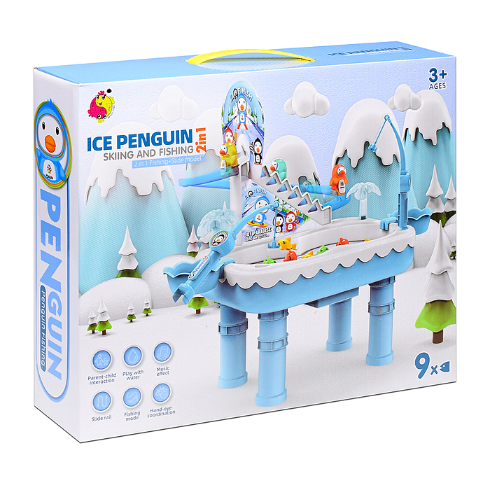 Рыбалка 7730B "Зимняя рыбалка с пингвинятами" на батарейках, в коробке