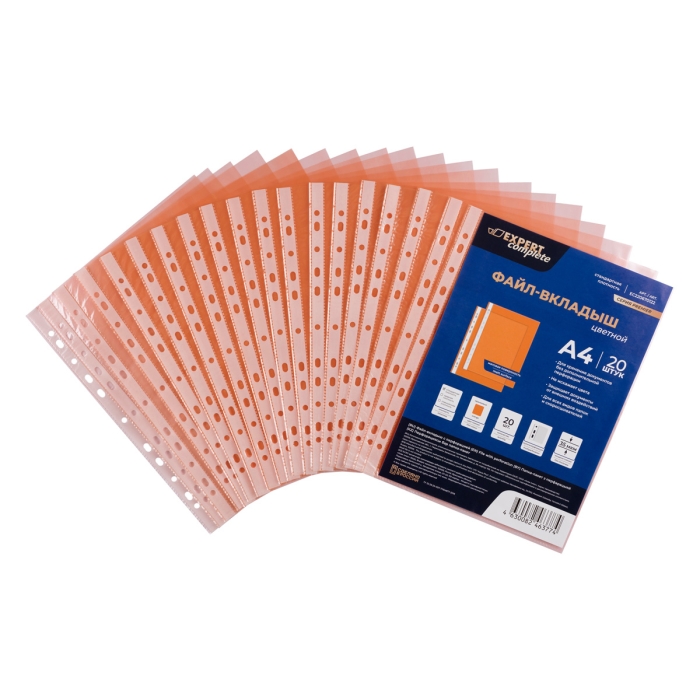 Файл-вкладыш цветной A4 35 мкм. матовый оранжевый 20 шт. Premier