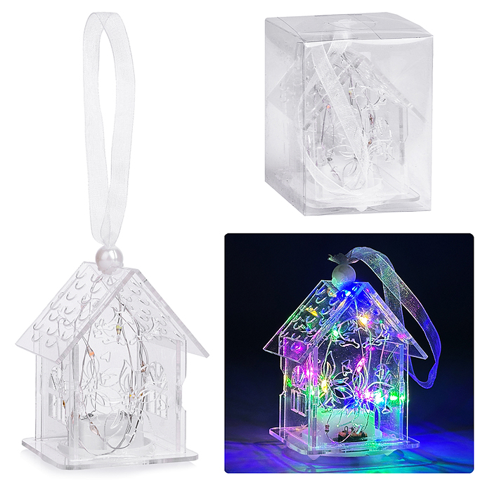 Электрогирлянда светящаяся S1812 "Домик" (6.5*5см) прозрачный