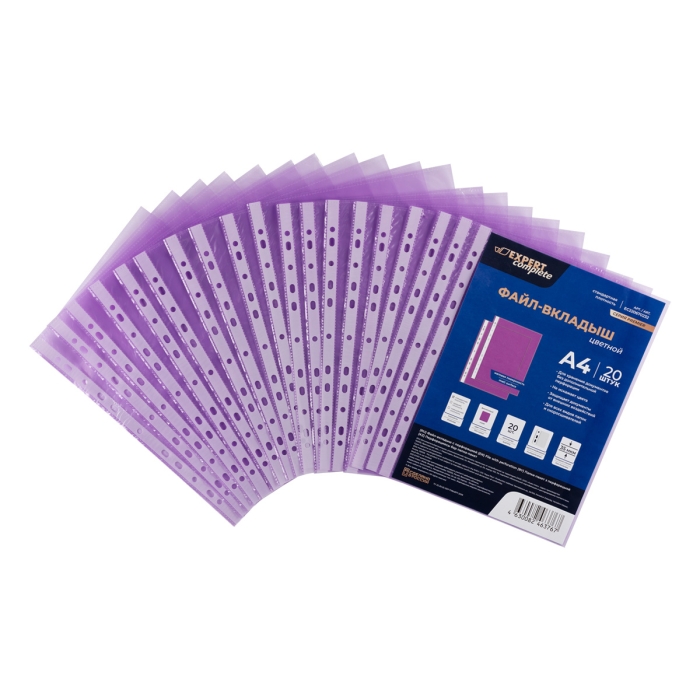 Файл-вкладыш цветной A4 35 мкм. матовый фиолетовый 20 шт. Premier