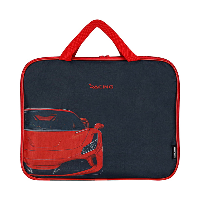 Папка на молнии А4 "Красное авто" с ручками, внут.карман, с дизайном, 350х265x20мм